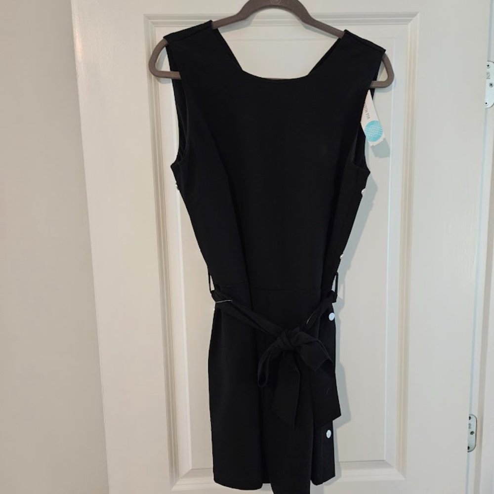 NWT MICHAEL KORS Black Leena Snap Short Tie Waist Romper SIZE L